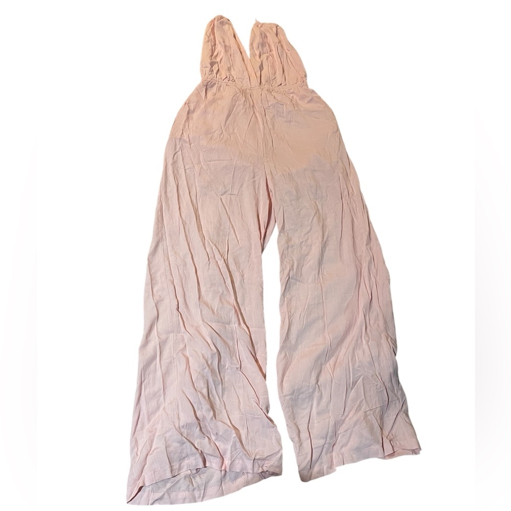 Rosevelvet Blush Pink Wide-Leg Jumpsuit